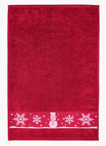 Zachte badstofserie met jacquardrand ROOD