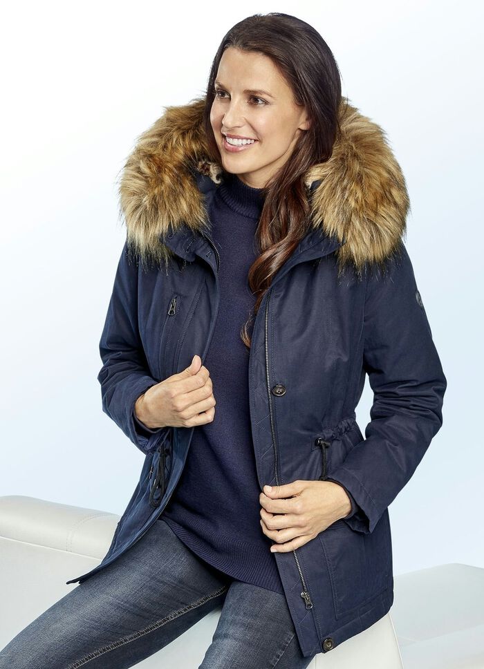 Parka met fluweelzachte pluchen binnenvoering van kunstbont 