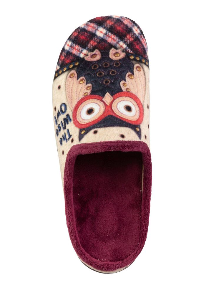 Laurina, klassieke damespantoffels, met uitneembaar voetbed ECRU-KLEURRIJK