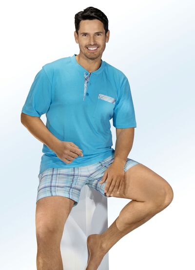 Babydoll met knoopsluiting, opgezet borstzakje en ruitjesdessin 