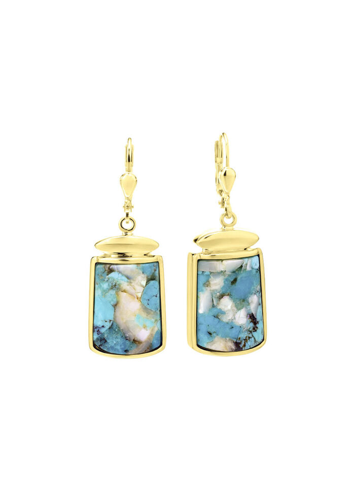 Oorbellen met geconserveerde turkoois en geconserveerde parelmoer 