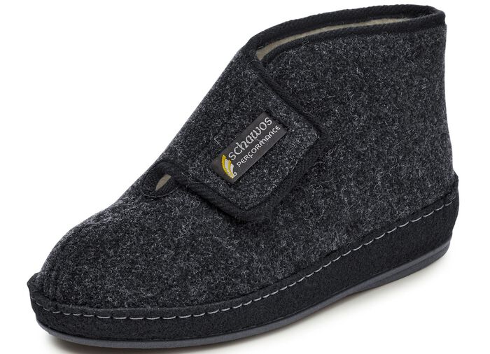 Gevoerde herenpantoffels, met nieuwe wol ANTRACIET-ZWART