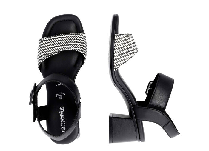 Remonte sandalen met gevlochten details ZWART-WIT