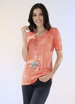 Shirt met speciale verftechniek in 2 kleuren ORANJE