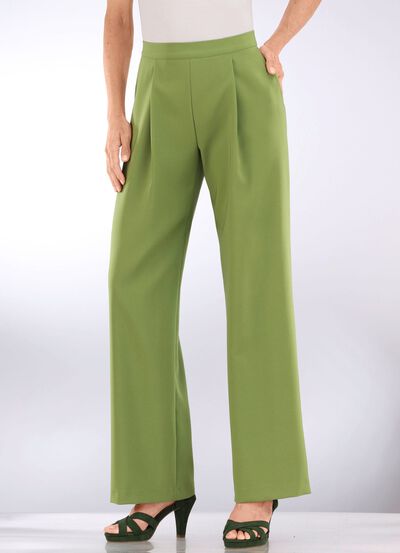 Broek met plooien in modieuze wijdte 