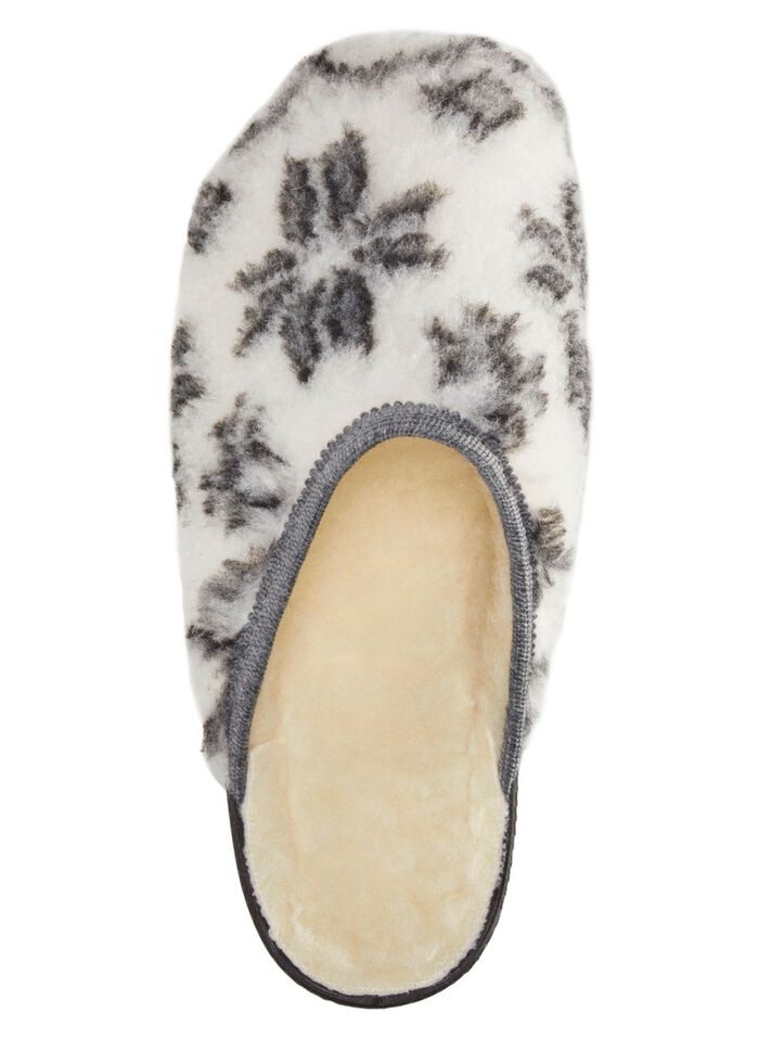 Slippers gemaakt van bedrukt pluche materiaal ECRU-GRIJS