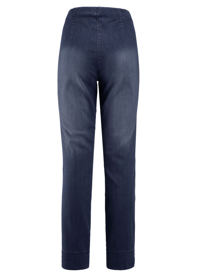 Jeans met gestikte biezen DUNKELBLAU