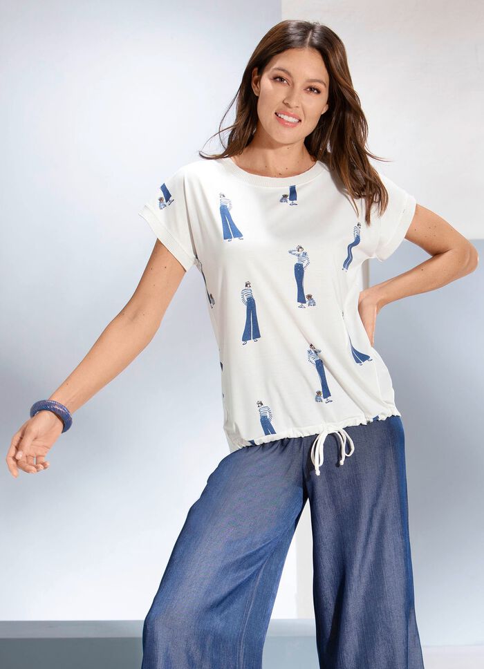 Shirt met iets afgeronde langere achterkant 