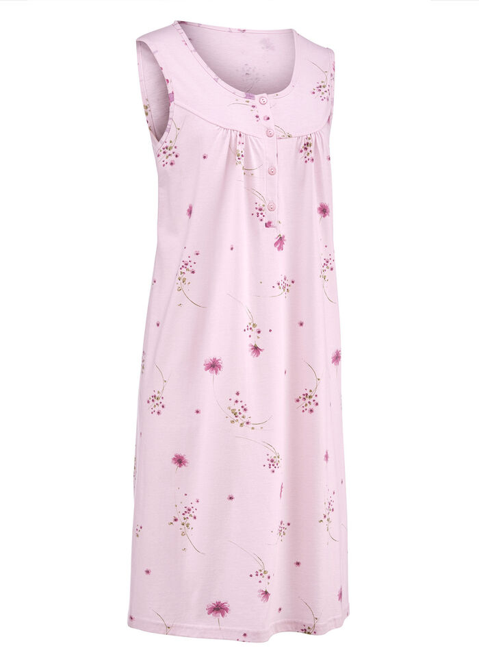 Pak van twee nachthemden met brede schouderbandjes en knopenlijst LILA/ROSÉ