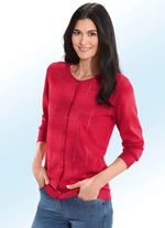 Vest met geruit ajourpatroon ROOD