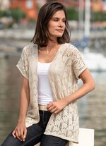 Gebreid vest met ajourmotief BEIGE