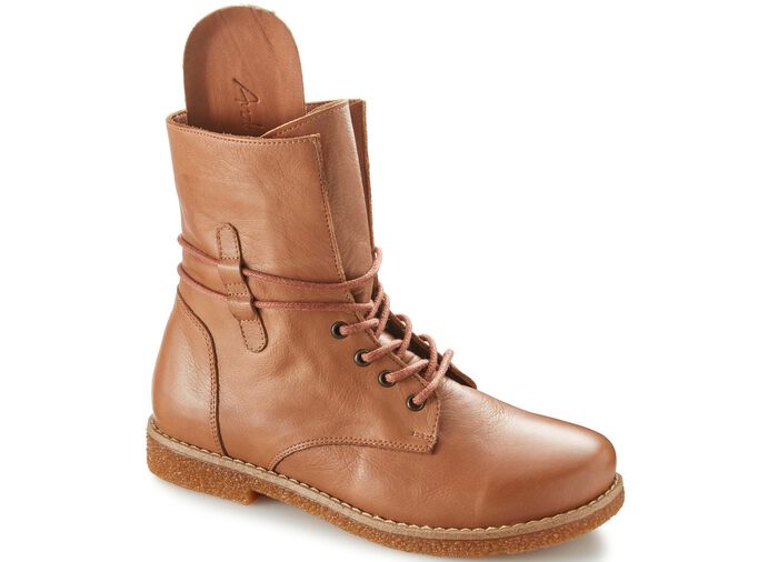 Andrea Conti veterlaarzen van zacht nappaleer COGNAC