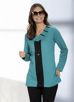 Sweatshirt met V-hals in 2 kleuren SMARAGDGROEN