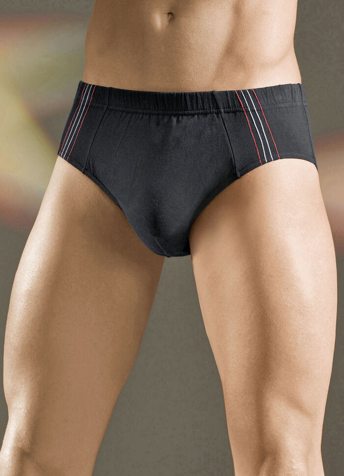 Set van vier slips, effen, met contrasten zijkant 