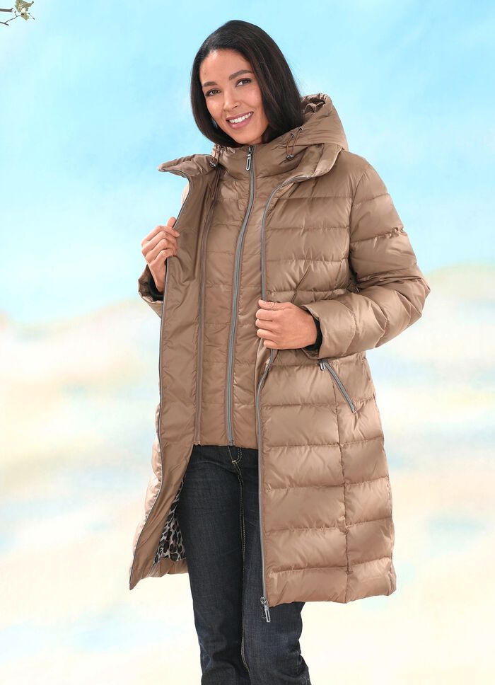 Korte donsjas met ritssluiting 