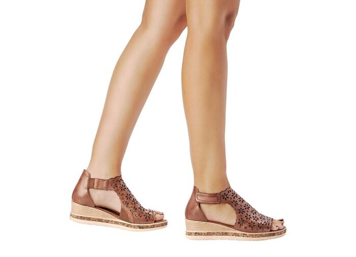 Sandaal met klittenbandsluiting KASTANJE