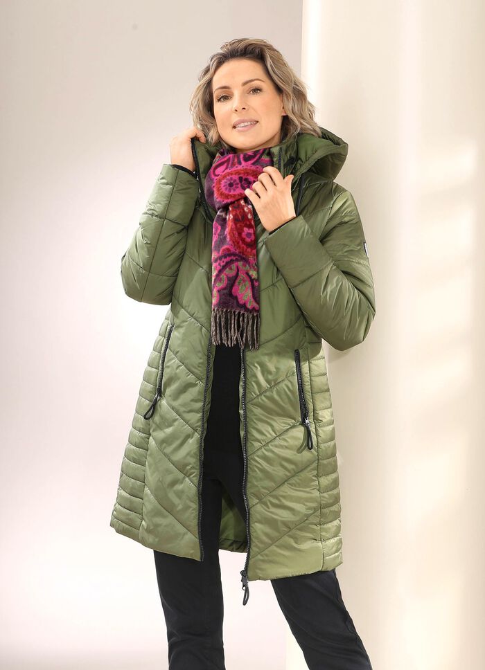 Korte mantel met 2-wegrits KAKI