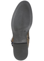 Caprice-laarzen van fijn nappaleer en elastisch textielmateriaal COGNAC-MARINE