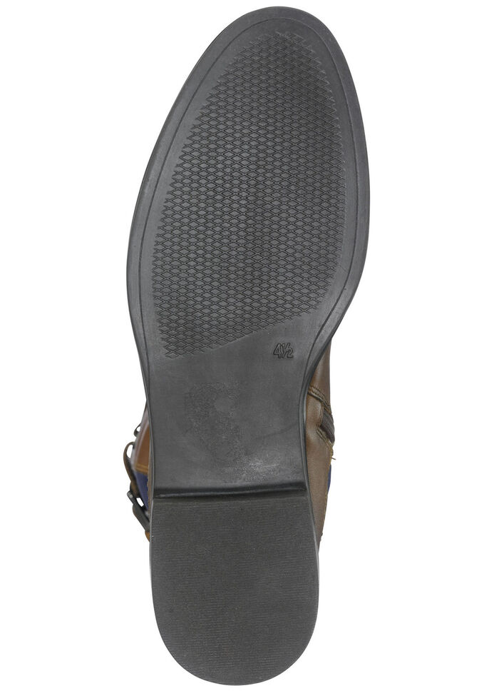 Caprice-laarzen van fijn nappaleer en elastisch textielmateriaal COGNAC-MARINE