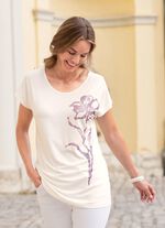 Shirt met bloemenversiering van strass 