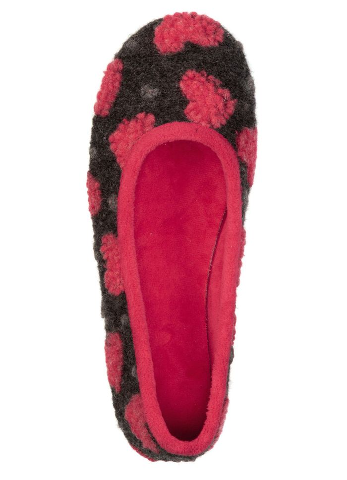 Laurina, stijlvolle damesballerina's met hartmotief ANTRACIET-ROOD