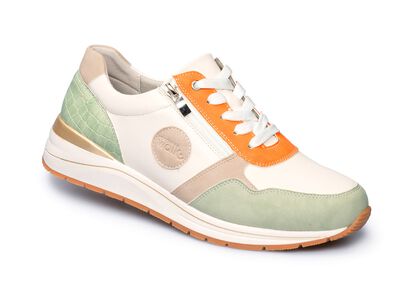 Comfort sneaker Simone in leer en su&egrave;de look 