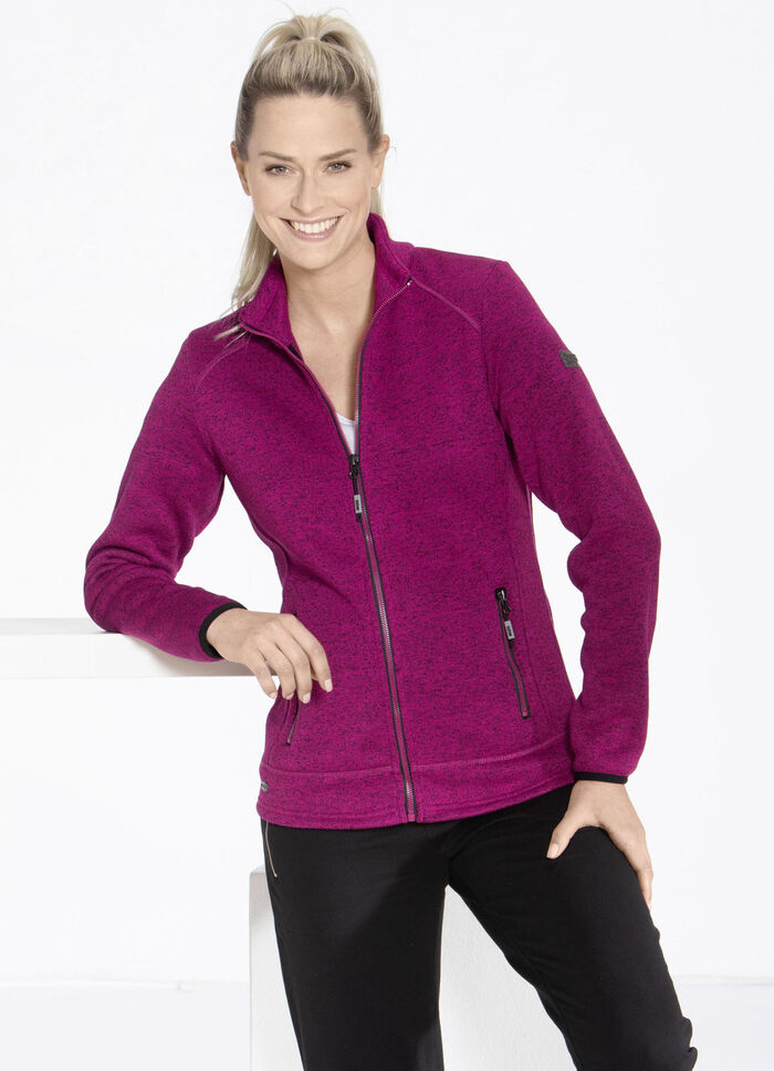 Gebreid fleece kort jack van “LPO” GEVLEKTE BES