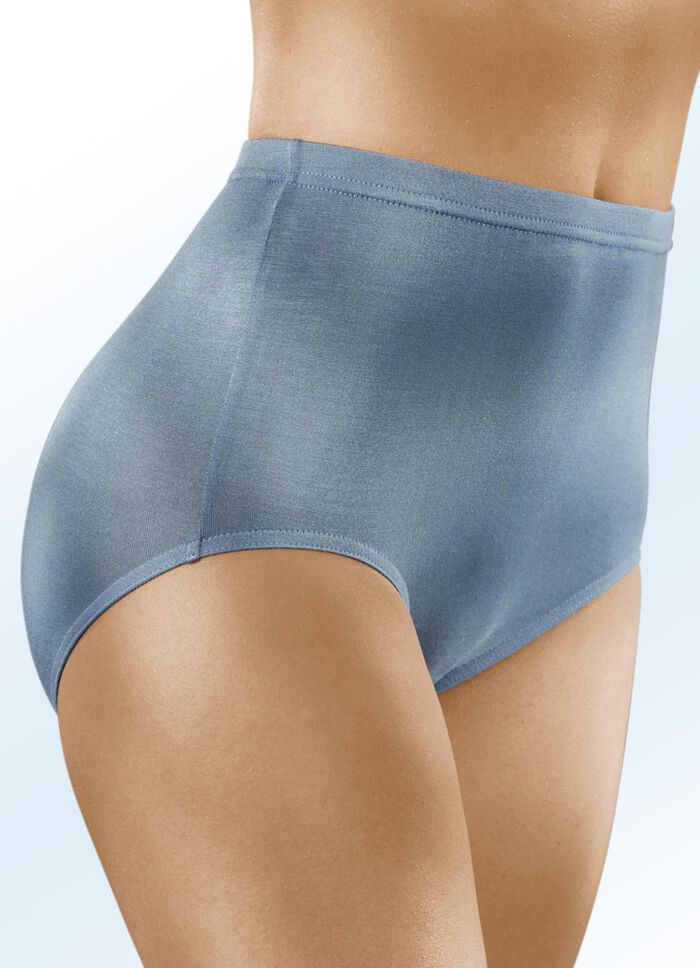 Vier-pack slip met elastische tailleband 2x TAUPE, 2x ROOKBLAUW