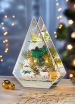 Verlichte glazen theelichthouder 