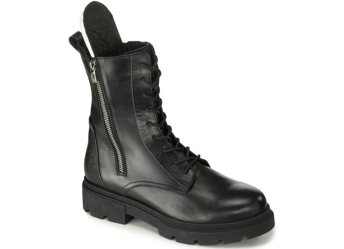 Enkellaarsjes met vetersluiting van Dragonfly ZWART