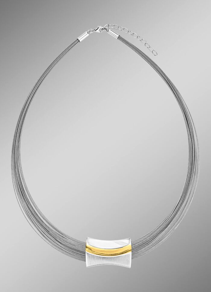 Moderne bicolorset van 925/- fijn zilver en staal 