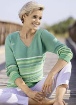 Trui met gestreept dessin JADE GROEN-MULTICOLOR