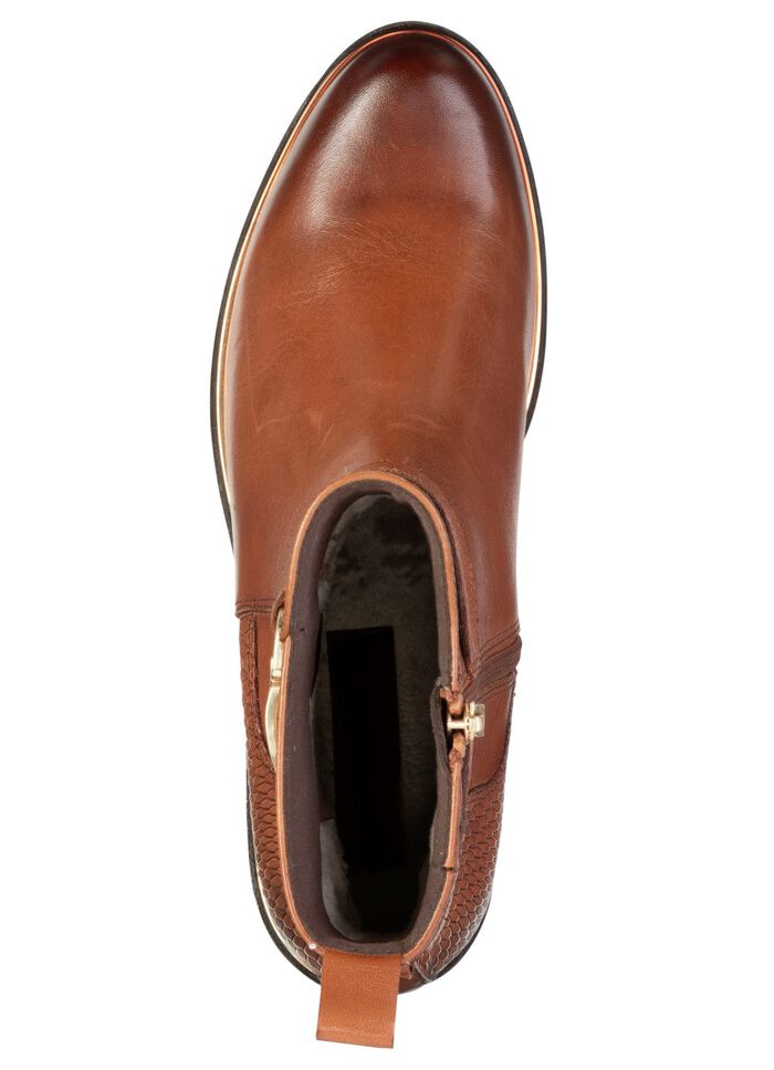 ELENA EDEN, chique dames enkellaarsjes, winterschoenen, breedte G, met rits COGNAC