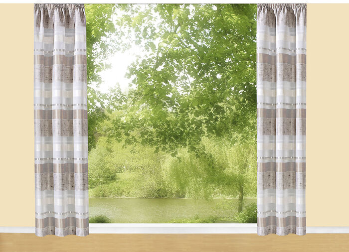 Gordijnenset in linnenlook NATUREL