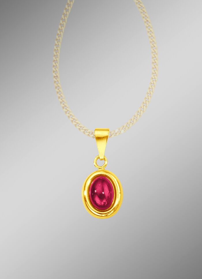 Kettinghanger met echte robijncabochon 