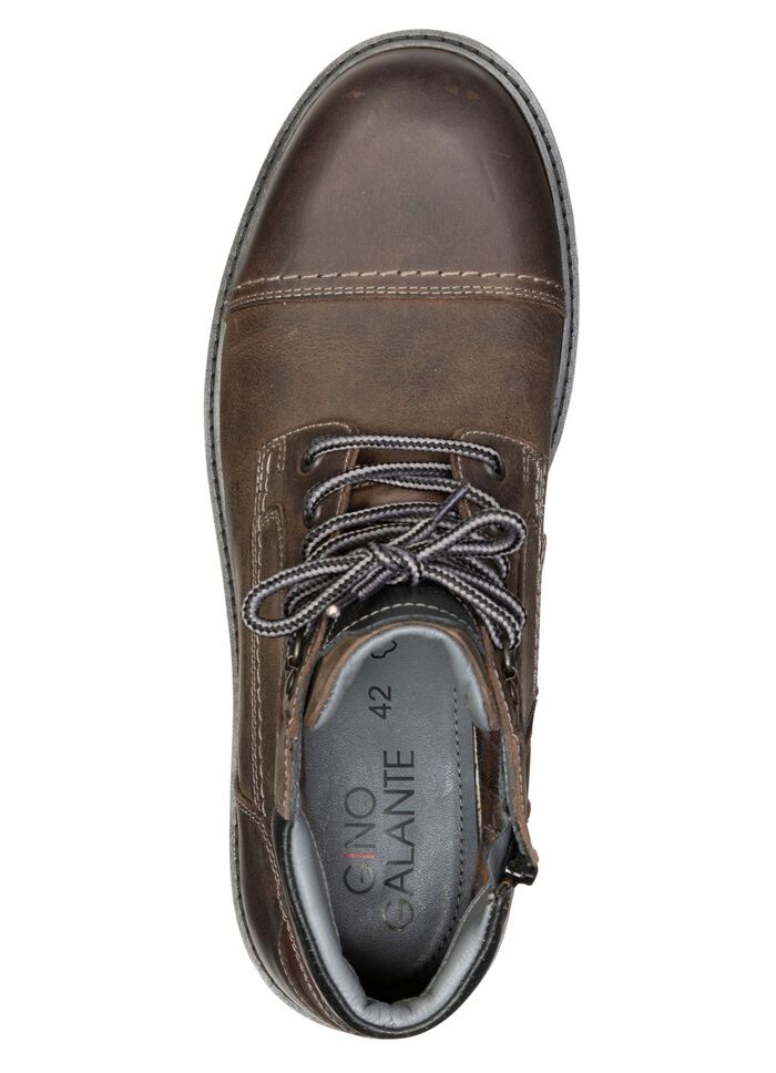 GINO GALANTE, klassieke heren enkellaarsjes, met rits TABAKSBRUIN