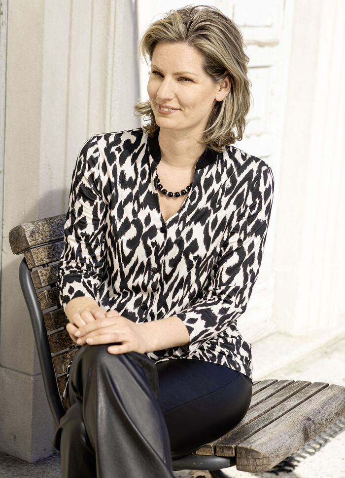 Overhemdblouse met felgekleurde print