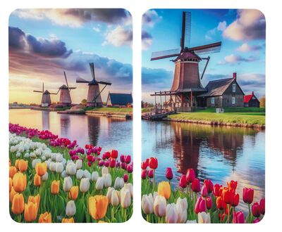 Glazen fornuisafdekplaten, set van 2 