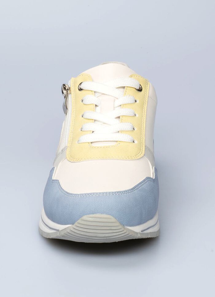 Comfort sneaker Simone in leer en su&egrave;de look 