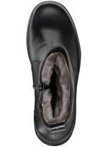 ELENA EDEN, gevoerde dames enkellaarsjes, winterschoenen, breedte H, met lamsvacht ZWART