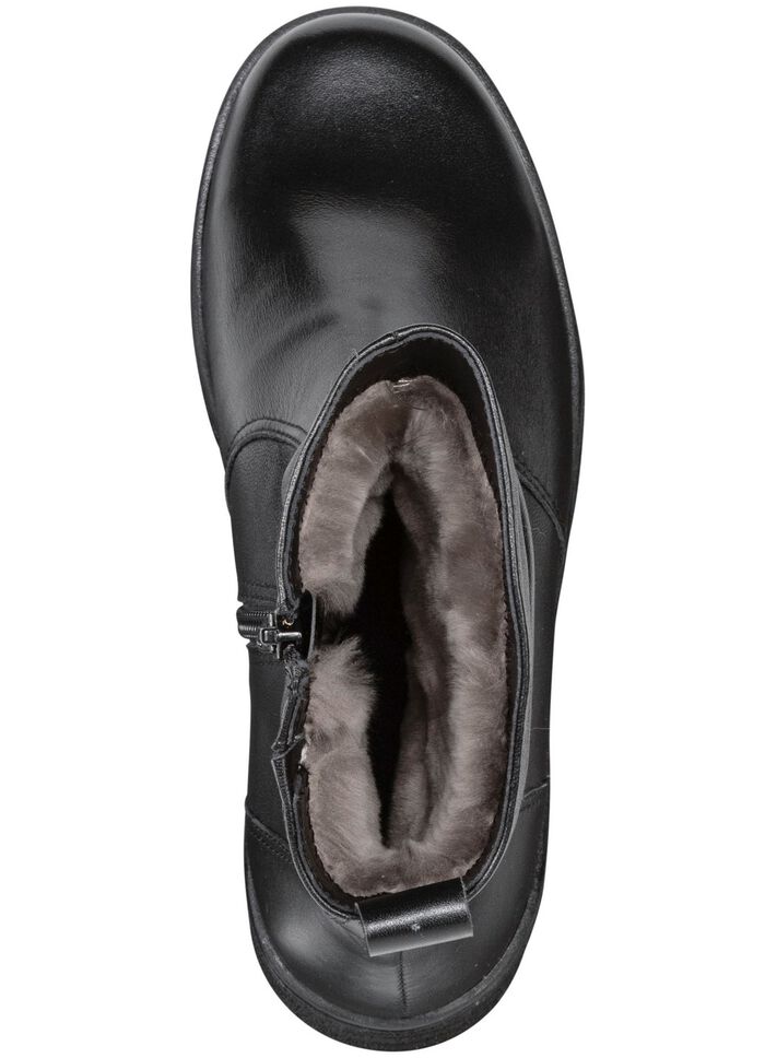 ELENA EDEN, gevoerde dames enkellaarsjes, winterschoenen, breedte H, met lamsvacht ZWART