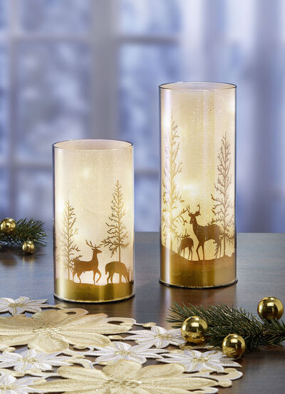 Lantaarn met ge&iuml;ntegreerde verlichting in een set van 2 