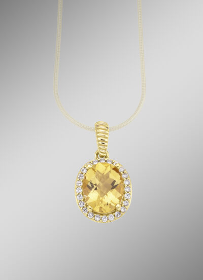 Hanger met echte citrien en synthetische zirkonia  Hanger met echte citrien en synthetische zirkonia