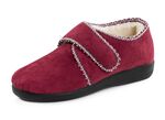 Warme damespantoffels, breedte H, met klittenbandsluiting BORDEAUX