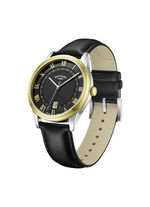 Rotary quartz herenhorloge met leren band 