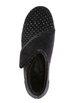 Laurina klittenbandschoen met subtiel sprankelend glitterreli&euml;f ZWART