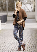 Broek met elastische tailleband aan de achterkant JEANSBLAUWE CHOCOLADE AUBERGINE