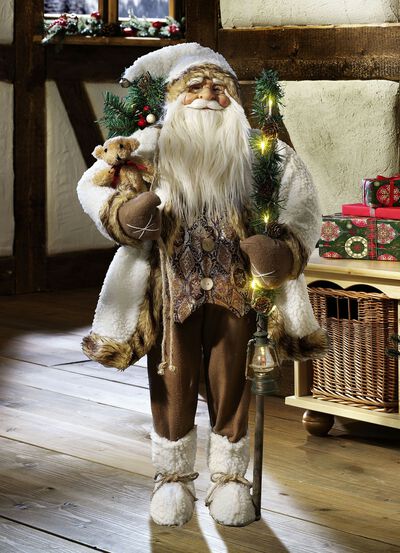 Kerstman met verlichte wandelstok 