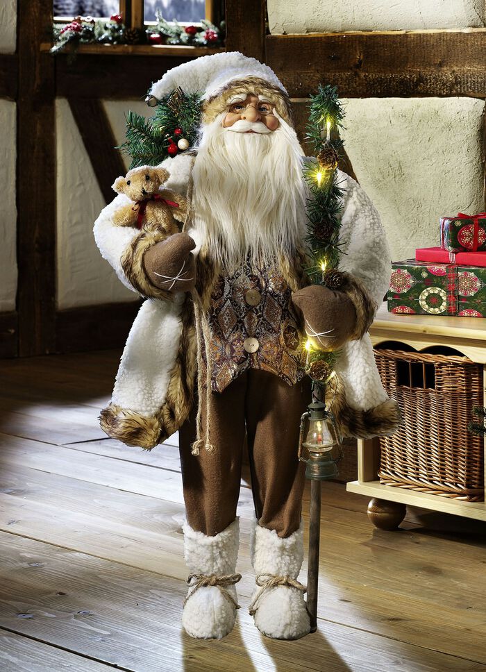 Kerstman met verlichte wandelstok 