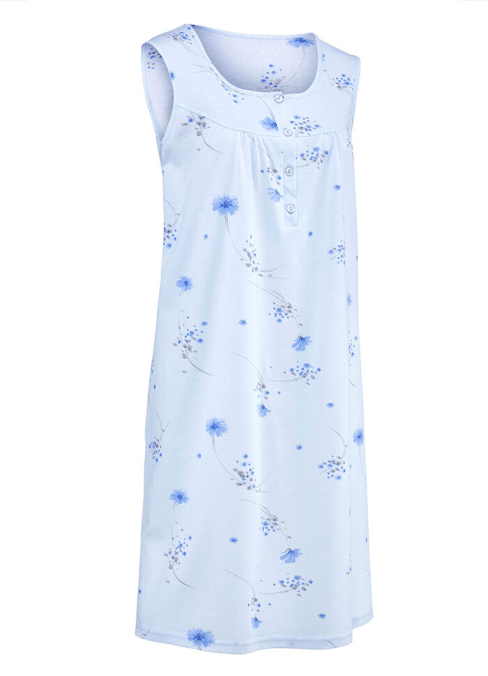 Pak van twee nachthemden met brede schouderbandjes en knopenlijst GROEN/BLAUW